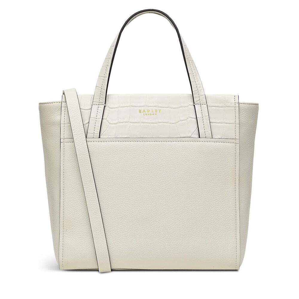 5162 London Downtown Small Leather Ziptop Satchel Bag, Chalk